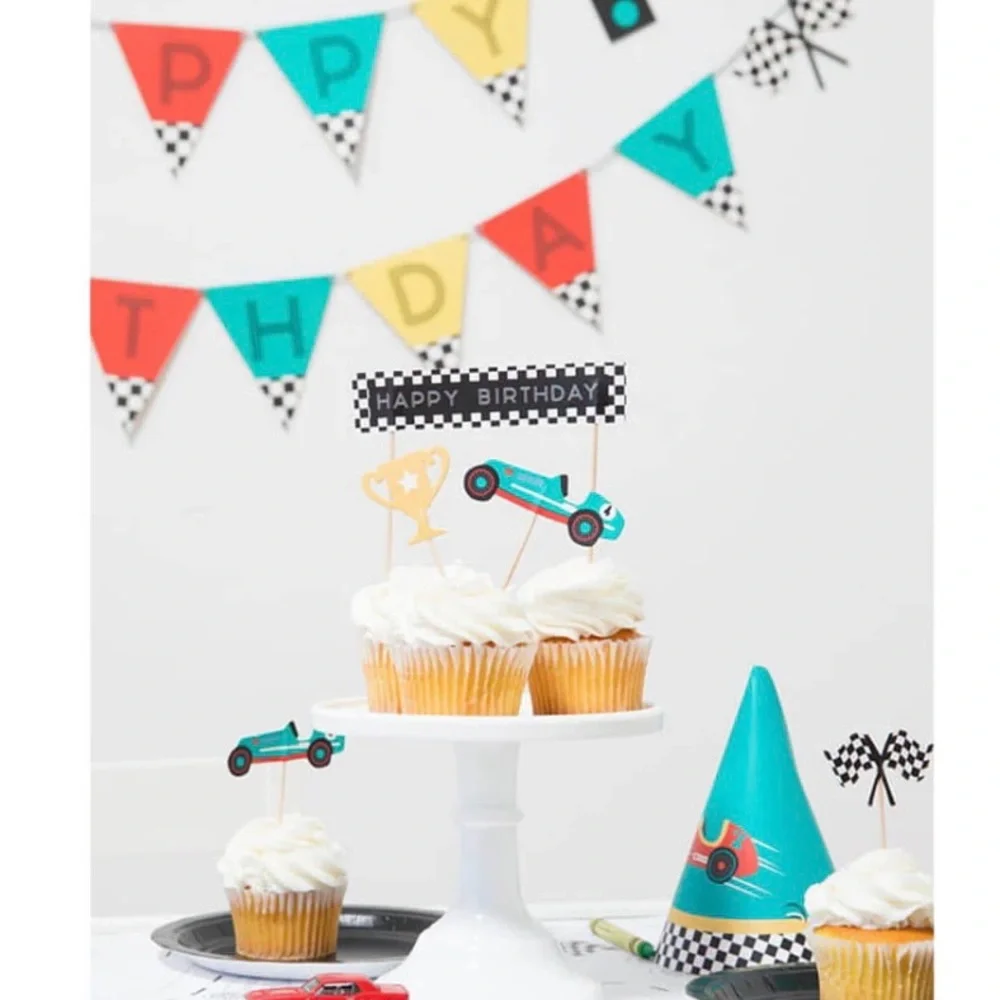 ♥️… Merrilulu Racing Theme Cake Topper Set - Multicolor
